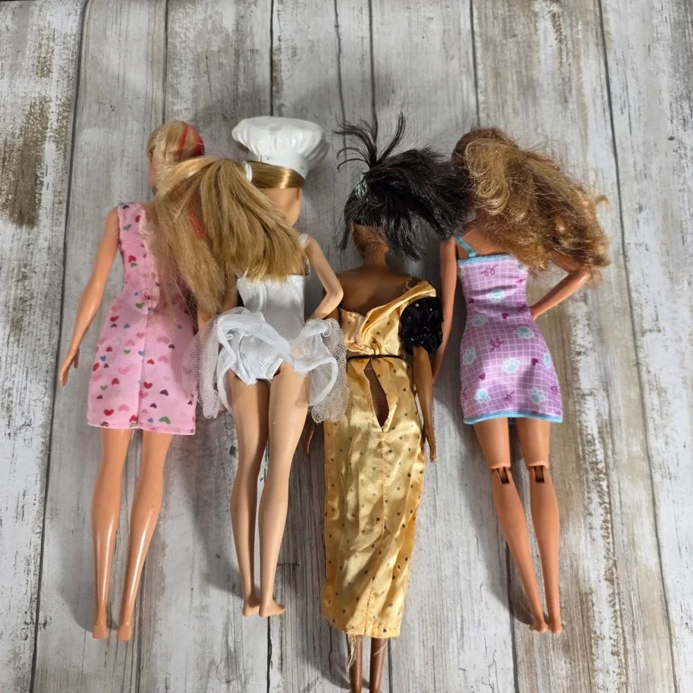 Barbie Doll Lot of 4 Chef Tutu Plaid Heart Polka Dot Fashion Outfits Mixed Set